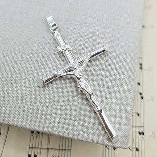 large silver crucifix pendant