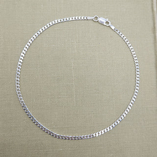 silver silver 2mm curb chain anklet