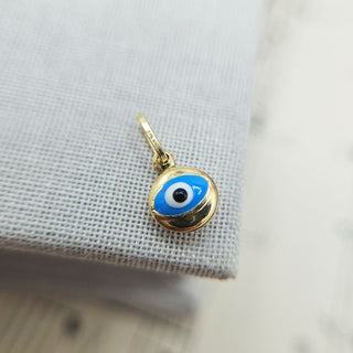 micro evil eye charm in real gold