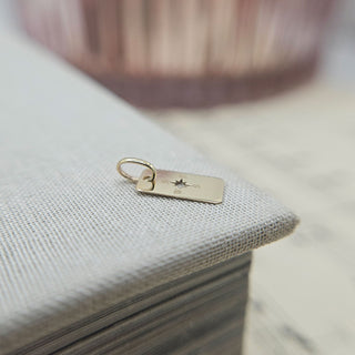 dainty tag charm in gold gold