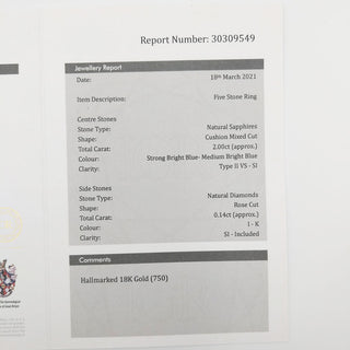report on 5 stone sapphire ring
