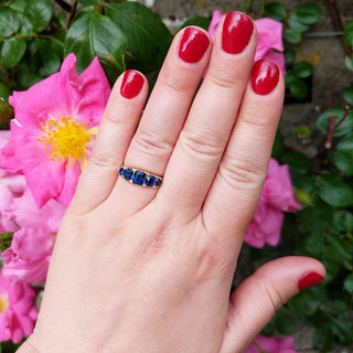 vintage sapphire ring on hand