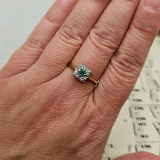vintage emerald ring on hand