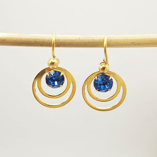 blue paste gemstone earrings in 9ct gold