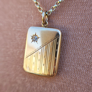 antique 15ct gold locket with diamond