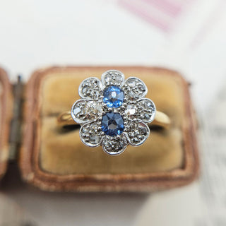 antique sapphire and diamond cluster ring