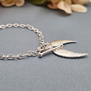 925 silver angel wings bracelet