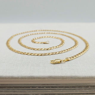 flat curb links in 9ct yellow gold