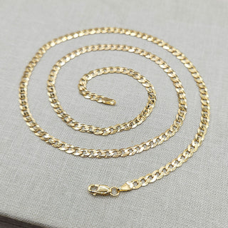 another view of gold curb chain necklace