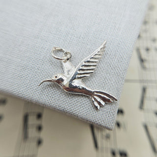 solid silver hummingbird charm pendant