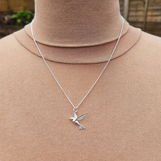 hummingbird necklace in solid sterling silver