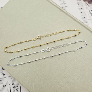 bead chain anklets in 925 silver and 18K gold plate