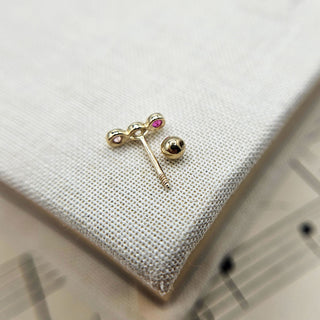 9K gold helix earring with pink gemstones