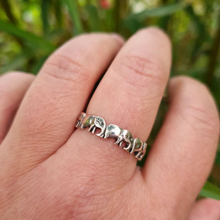 elephant ring on womens finger