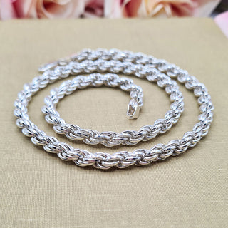 heavy silver chain with rope links