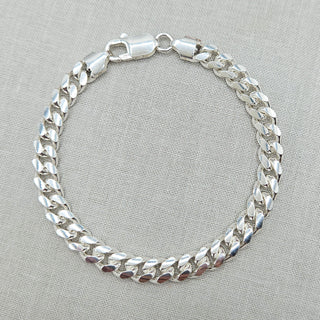 solid sterling silver cuban curb bracelet for men and women