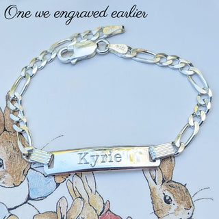 engraved children's silver bracelet