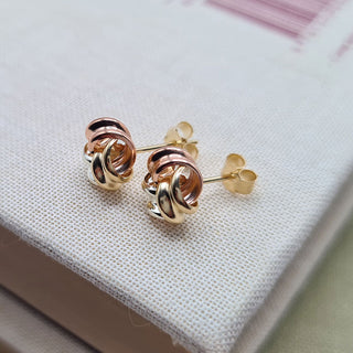 side view of 3 colour gold studs