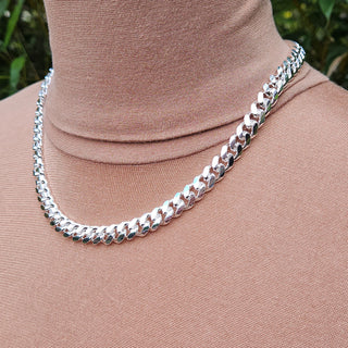 solid curb curb chain in 925 silver with 9mm wide links