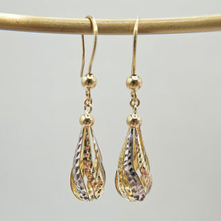 9ct two tone gold teardrop earrings