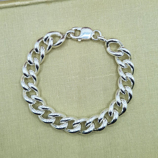 men's heavy duty rounded curb chain bracelet in solid 925 sterling silver
