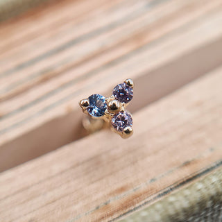 gemstone labret stud in solid gold