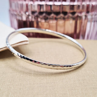 women's solid sterling silver hammered bangle