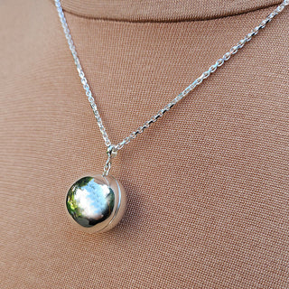 solid silver orb locket and chain