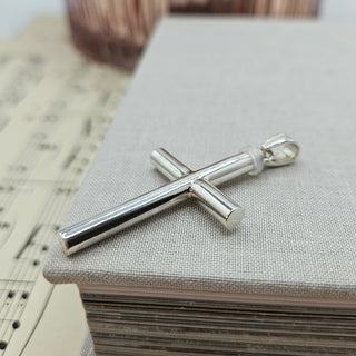 solid sterling ash storage cross pendant