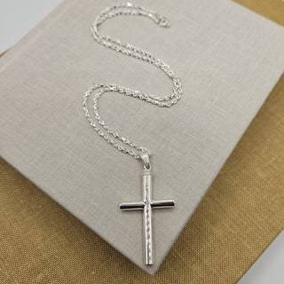 solid silver cross pendant and chain