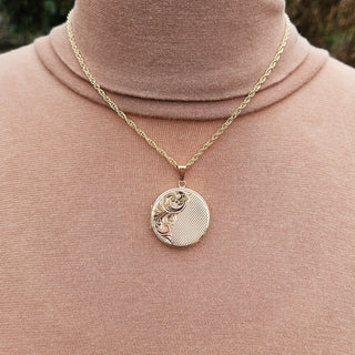 real gold circular locket necklace