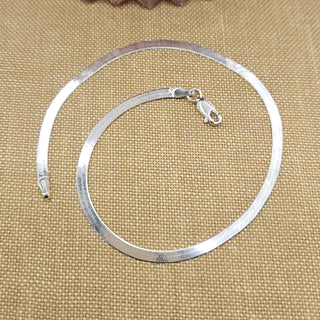 sterling silver flat snake chain anklet