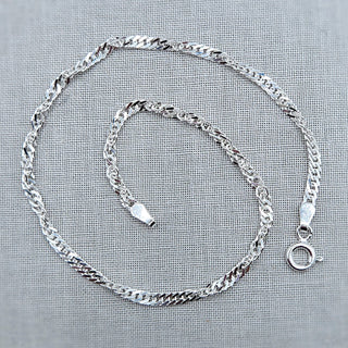sterling silver singapore twist curb chain anklet