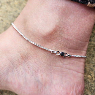 dainty silver spiga chain anklet