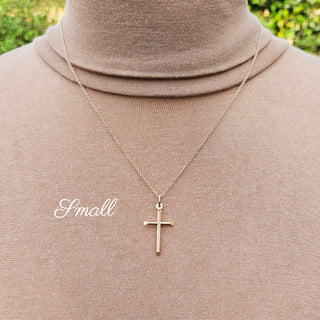 small 9ct gold cross pendant and chain