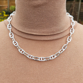 925 silver mariner chain on neck