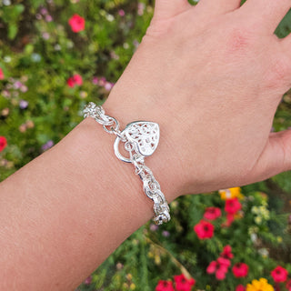 women's silver heart charm bracelet