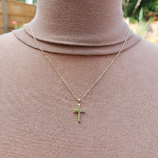 peridot and gold cross necklace