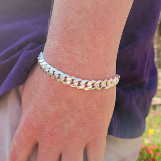 men's heavy silver cuban chain bracelet