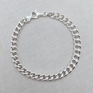 ladies sterling silver open curb chain bracelet