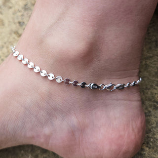 silver discs chain anklet