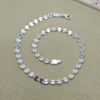 women's anklet made from small silver discs