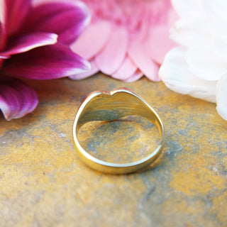 heart shaped signet in solid gold