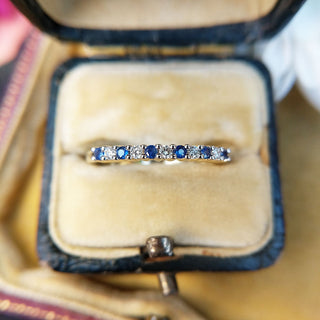 sapphire and diamond half eternity ring