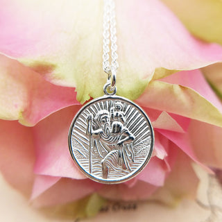 close up of st christopher medal