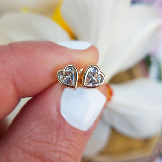 heart studs with cz stones