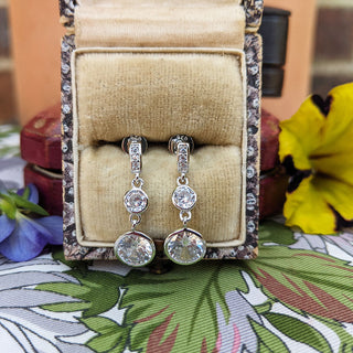 beautiful bright sterling silver dangle earrings with cz