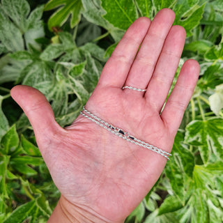 fine 1.8mm rope chain necklace in hand for size comparison