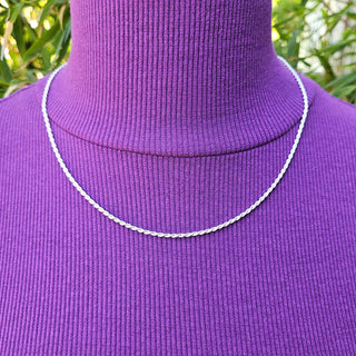 Solid 925 silver rope chain necklace with lobster clasp
