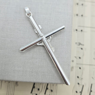 underside of large silver men's crucifix